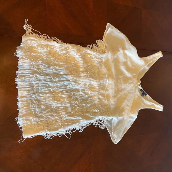 American Eagle Outfitters Ivory Fringe top  Tank Festival Boho Western size 0 - Picture 5 of 10